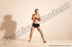 Underwear Martial art Man White Moving poses Slim Short Blond Dynamic poses Academic